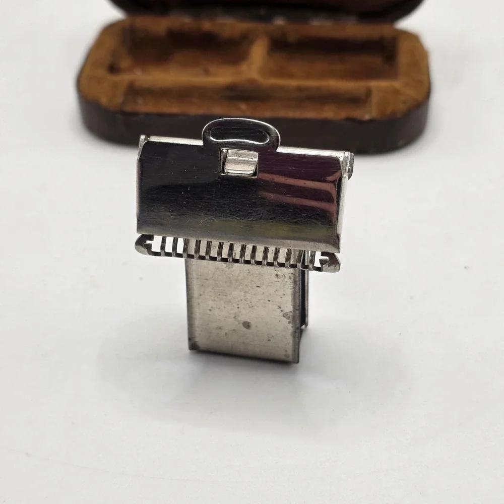 GEM Safety Razor Mens Silver 1912 Patent Vintage Shaving Travel Kit Case